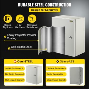 NEMA Steel Enclosure, 16 X 12 X 8'' NEMA 4X Steel Electrical Box, IP66 Waterproof & Dustproof, Outdoor/Indoor Electrical Junction Box, With Mounting Plate - Image 2