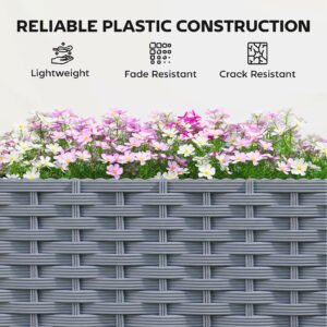 Planter Box with Trellis, Self Watering Raised Garden Bed with Lockable Wheels and Drainage Holes, Gray - Image 8