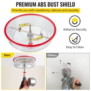 Adjustable Hole Saw Cutter Kit, 1-5/8' To 8' (40-200 Mm), Twin Blade Recessed Hole Saw With PC Dust Shield, Two Replaceable Pilot Drill Bits, For Recessed Lights, Ceiling Speakers, Vent Holes - Image 5