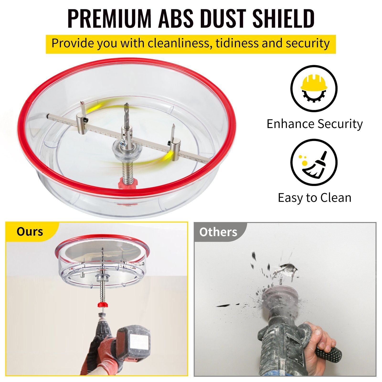 Adjustable Hole Saw Cutter Kit, 1-5/8' To 8' (40-200 Mm), Twin Blade Recessed Hole Saw With PC Dust Shield, Two Replaceable Pilot Drill Bits, For Recessed Lights, Ceiling Speakers, Vent Holes - Image 5