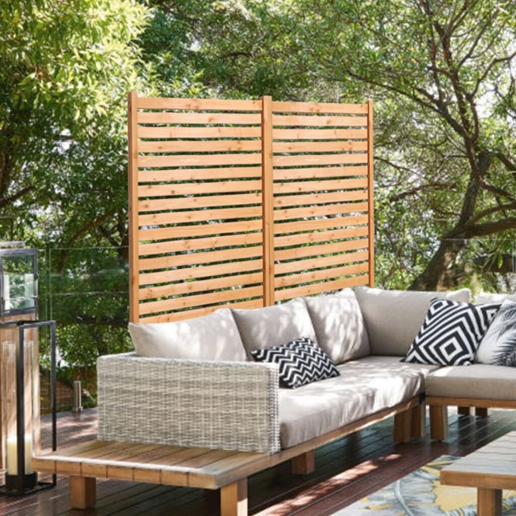 Wooden Privacy Screen 36' X 76' Freestanding Outdoor Privacy Screen For Patio