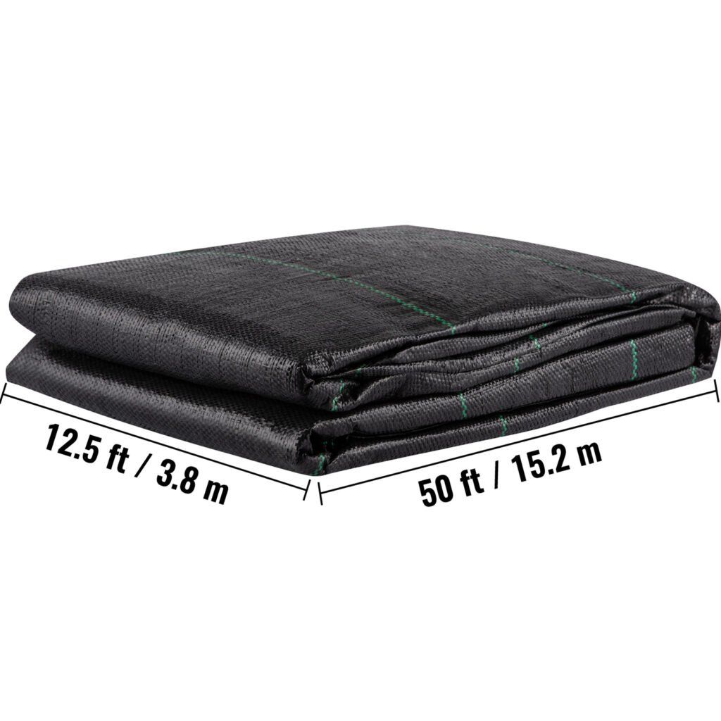 VEVOR Geotextile Fabric, 12.5 X 50 Ft 3.5oz Woven PP Driveway Drain Cloth W 600lbs Tensile Strength, Heavy Duty Underlayment For Soil Stabilization, Landscaping, Weed Barrier, 12.5FT50FT-3.5OZ, Black