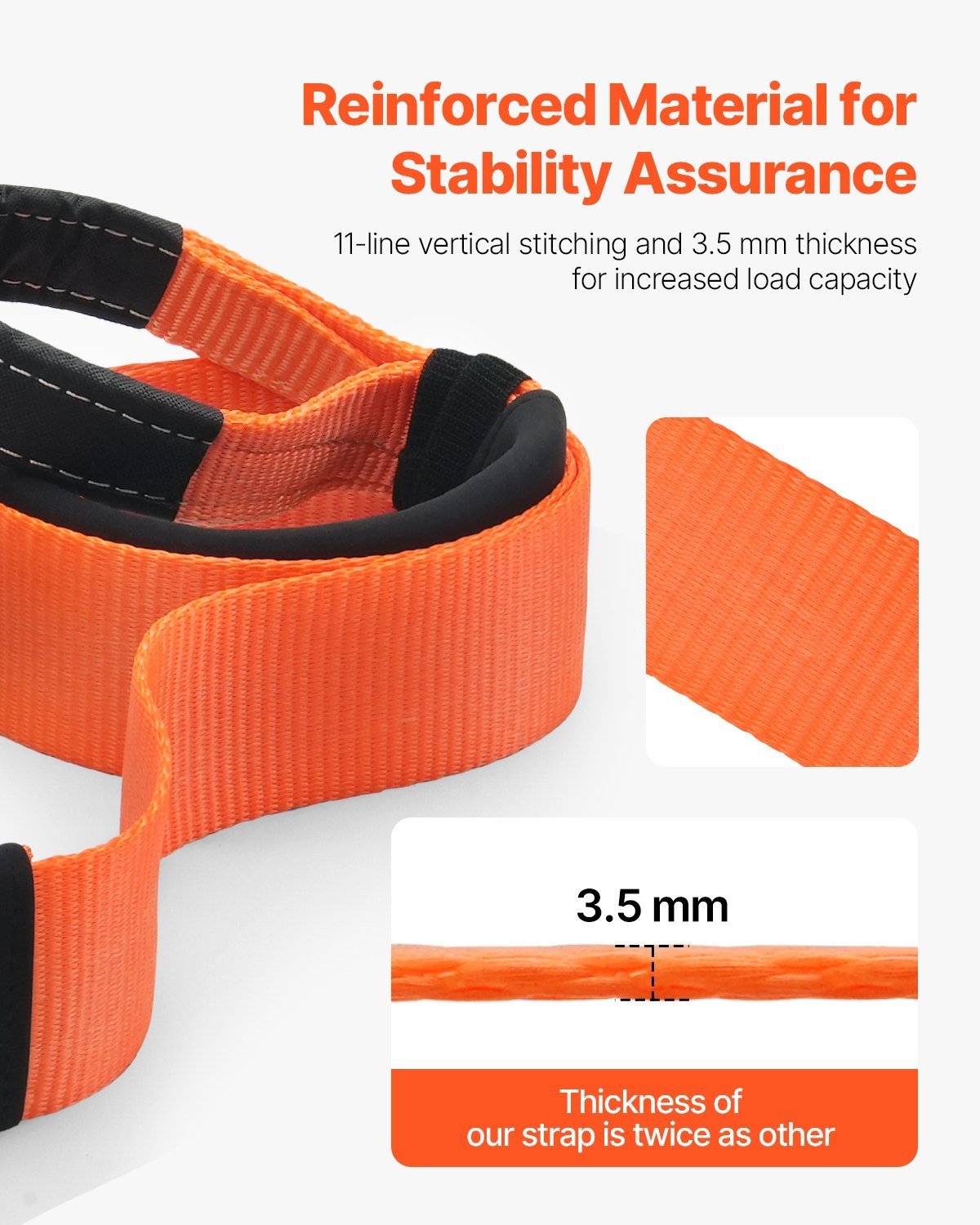 Car Tow Cable Towing Strap Rope 36000 Lbs 20 Ft Emergency Heavy Duty Strap - Image 3
