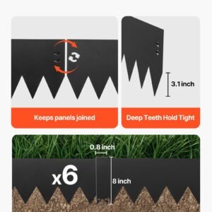 Galvanized Steel Landscape Edging, 6-Pack 40 X 8 Inch Metal Edging For Landscaping With 6 Mounting Clips, Bendable Metal Garden Edge Border For Flower Bed, Yard Pathway, Black - Image 4