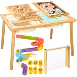 Sensory Table For Toddlers Activity Table With Storage Bins Launch Chess Maze Adventures Indoor Outdoor Play Sand And Water Table Wooden Sensory Table For Drawing Studying Dining - Image 6