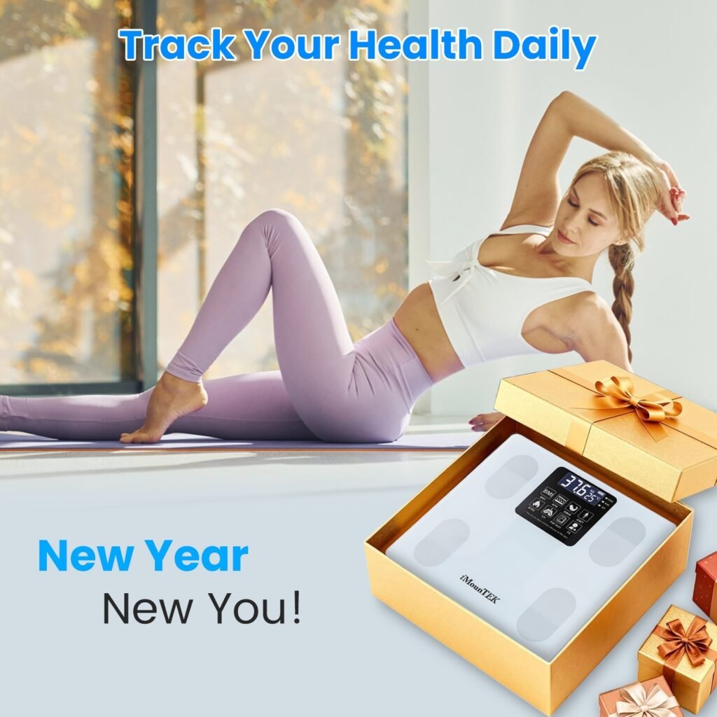 Smart Digital Scale For Body Weight High Accuracy BMI Weight Scale Full Body Composition Analysis Sync With APP 4mm Tempered Glass 397LBS Capacity LCD Display