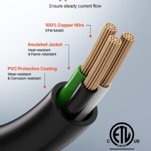 50A Generator Extension Cord 50 Ft 250V NEMA 6-50P To 6-50R 12500W Power Cable - Image 3