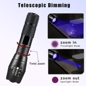 (2 Pack) 2 IN 1 LED Flashlight UV + White Zoomable LED Flashlight Detection Lamp(TK/TMEU For Self-pickup) - Image 5