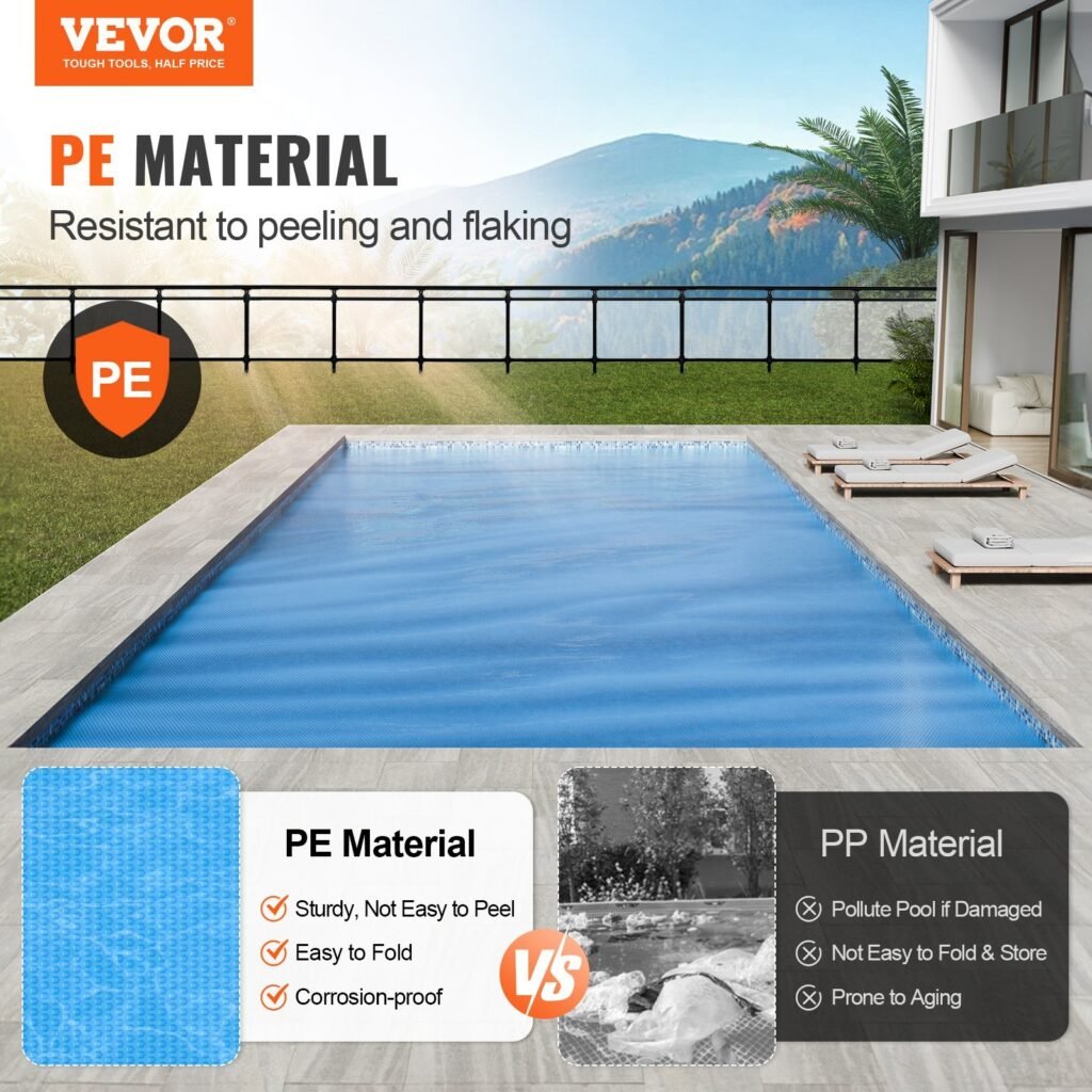 Solar Pool Cover, 28 X 14 Ft Rectangle Solar Blanket For Pools, Inground Above Ground Swimming Pool Solar Cover, 12 Mil Solar Covers Blue