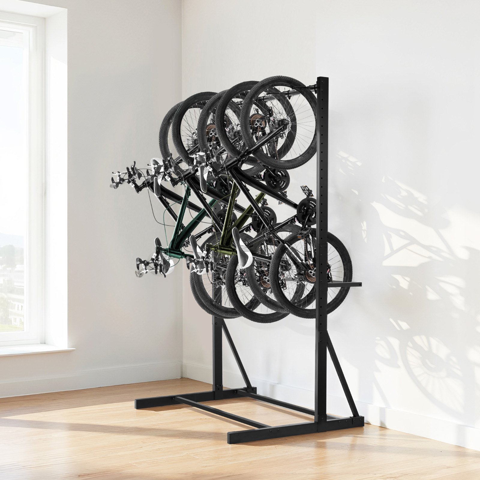 Freestanding Bike Rack Max 5 Bikes Storage Bicycle Organizer Standing Bike Rack - Image 6