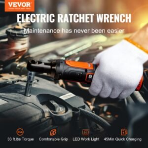 3/8" Cordless Electric Ratchet Wrench Set, 12V 33 Ft-lbs Power Ratchet Tool Kit, 45-Min Fast Charge, 2-Pack 2.0Ah Battery, Built-in LED Light, Variable Speed Trigger, 10 Sockets - Image 2