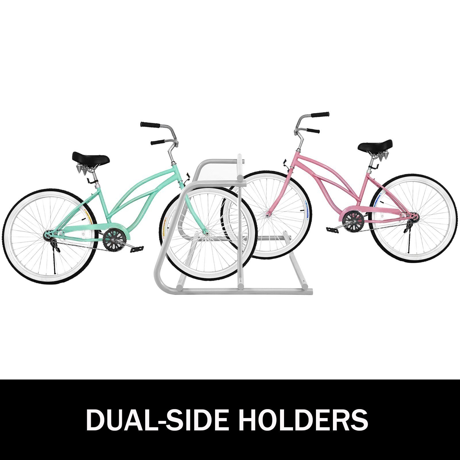 10 Holders Floor Bike Rack, 59' Length All-Steel Grid Bike Rack, 10-Bike Capacity Dual-Side Storage Stand For Garages Streets Yards Bike Events - Image 4