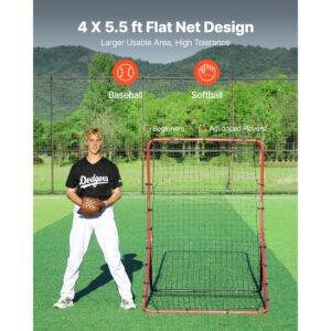 Baseball Softball Rebounder Net 4 X 5.5 Ft Pitch Back Trainer, 5 Adjustable Angles, Heavy-duty Steel Frame, All Angle Bounce Back Net For Pitching & Fielding Training Aid, Return Practice - Image 2