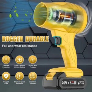 High Power Cordless Leaf Blower 20000RPM Turbo Jet Air Blower 20V Battery Operated Handheld Dust Snow Remover For Yard Lawn Driveway Home Outdoor Birthday Holiday Gift - Image 2
