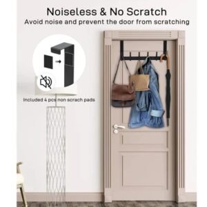 Door Hooks, Door Towel Rack, With 12 Hooks For Hanging Clothes, Coats, Towels, And Hats, 1 Piece, Black. - Image 4