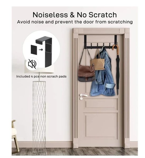 Door Hooks, Door Towel Rack, With 12 Hooks For Hanging Clothes, Coats, Towels, And Hats, 1 Piece, Black.