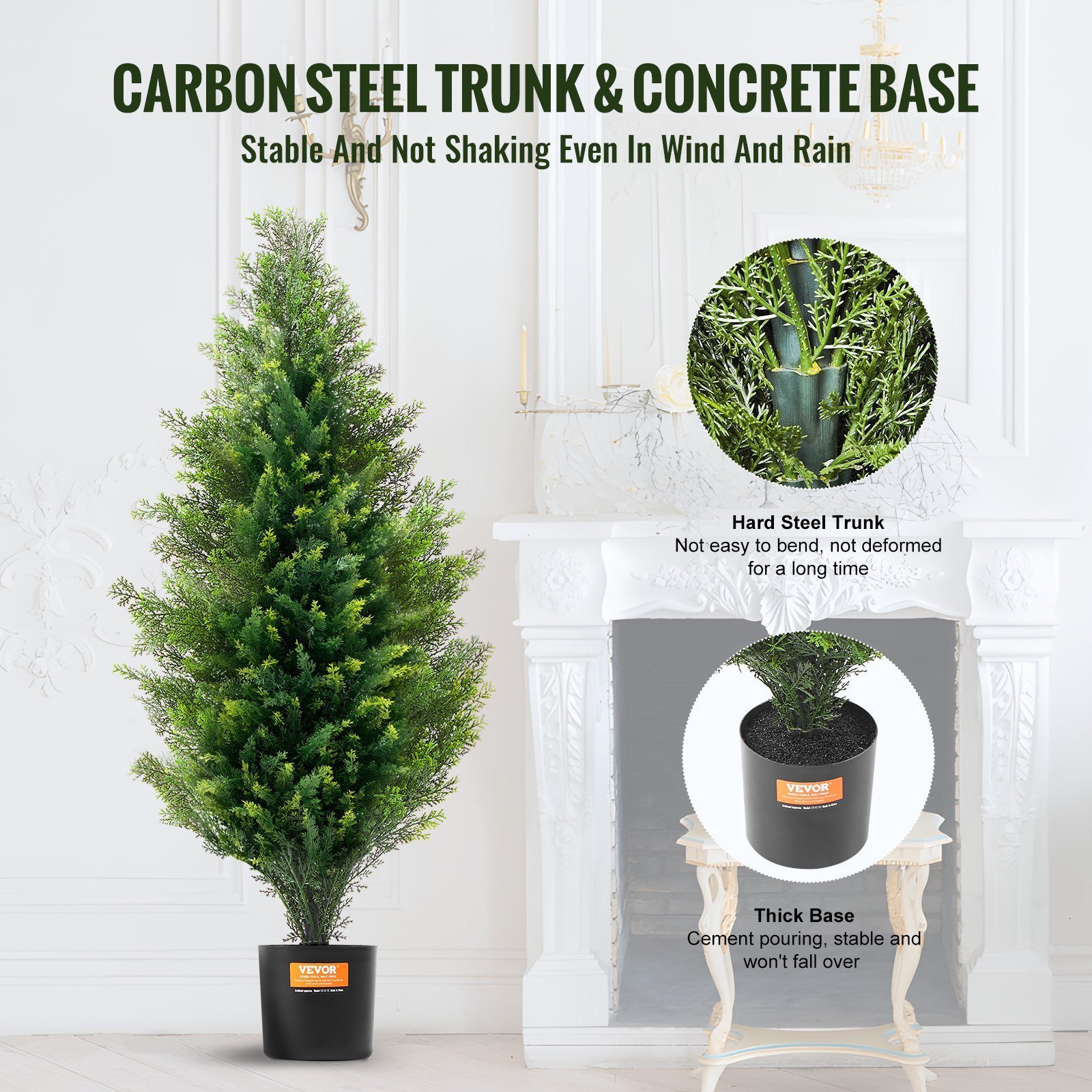 2 Pack 3' Artificial Cedar Topiary Tree Faux Plant UV Decor In/Outdoor - Image 3