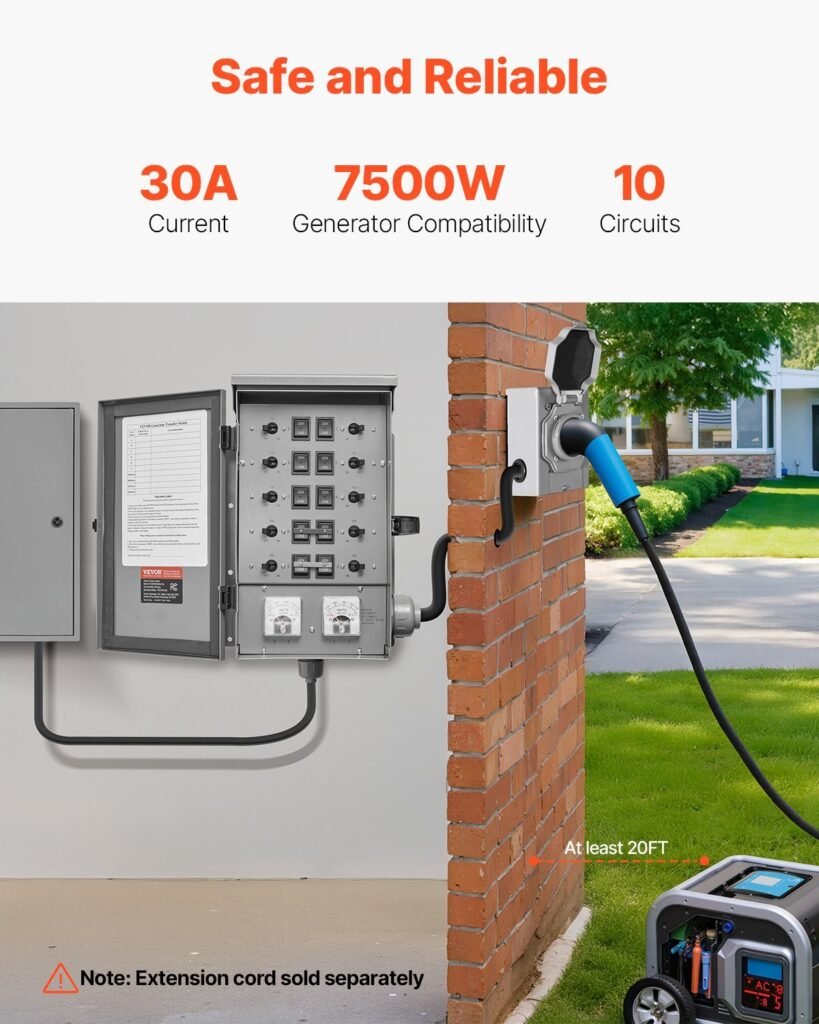 Manual Transfer Switch 30A Generator Transfer Switch Kit NEMA 3R 7500W 120/240V
