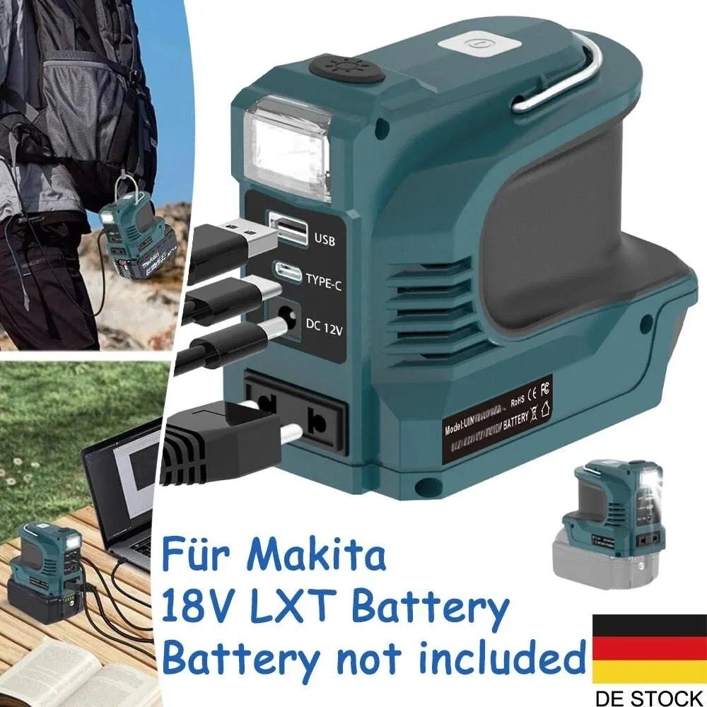 180W 18V LXT Battery Voltage Converter (Inverter) With USB LED Power Bank, Compatible With Makita 18V LXT Battery