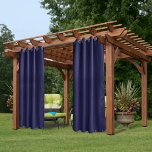 50 In X 84 In Outdoor Curtains For Patio Waterproof, Porch Privacy Drapes On Top And Bottom Curtain , Navy 1 Panel - Image 1