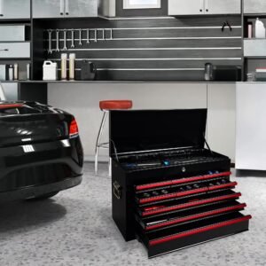 Heavy Duty Metal Tool Box, 24-inch, Portable Metal Tool Box with 9 Drawers, Small Tool Chest with EVA Liners, Ball Bearing Slide Drawers Locking & Powder Coated Finish, Multi-Function Tool Organizer - Image 3