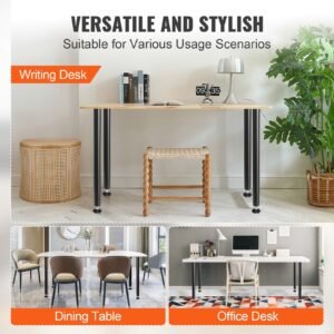 28 Inch Adjustable Desk Legs, Reinforced Steel Office Table Furniture Legs Set Of 4 For DIY, 1200 Lbs Load Capacity Heavy Duty Desk Legs, Quick Instalation Legs With Adjustable Foot Cup Black - Image 4