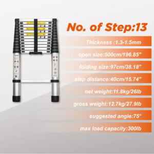 Aluminum Telescoping Ladder For Outdoor Work - Image 3