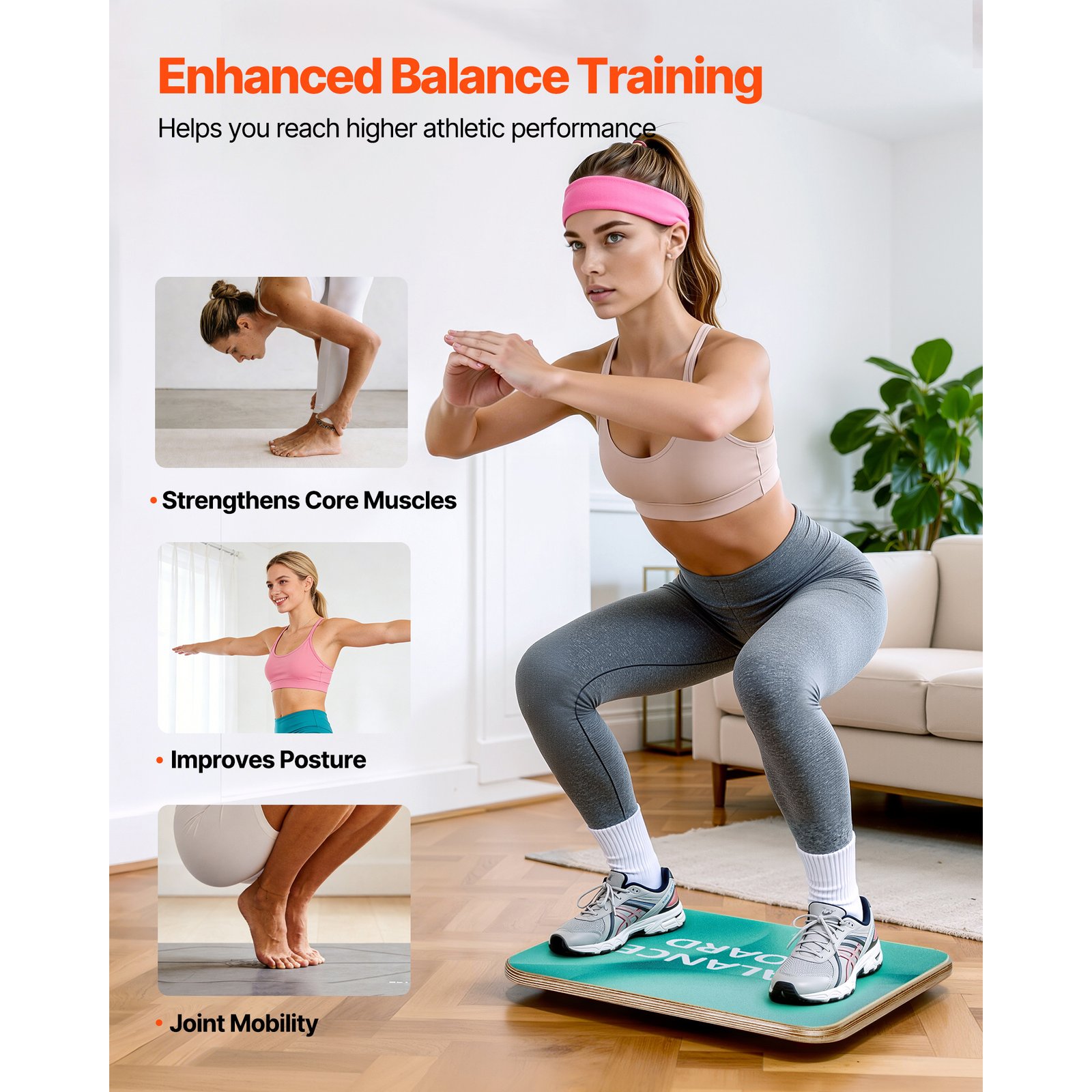 Balance Board, 360 Rotating Wobble Board Trainer For Adults 3-Level Adjustable, Wooden Balance Training Equipment, Slip-Resistant Surface For Core Workout, Standing Desk Exercise, Home Gym - Image 3