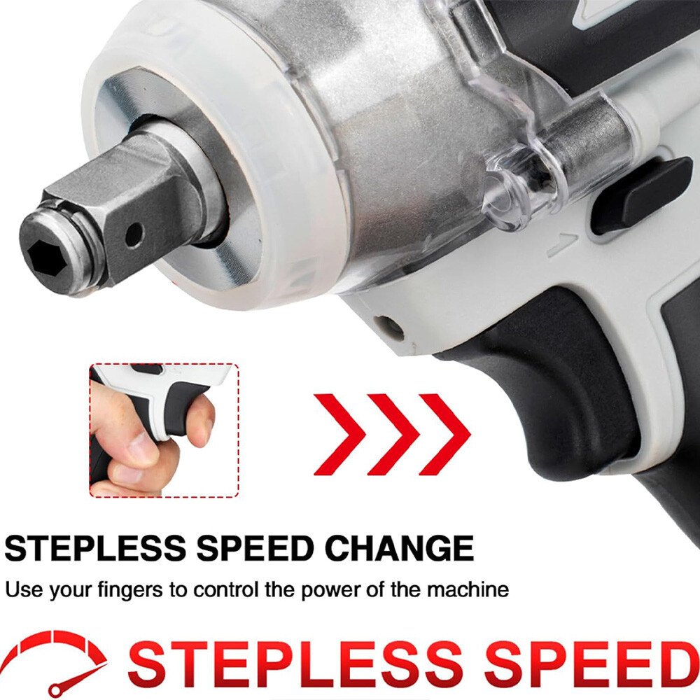 1000Nm 1-2in  Electric Cordless Impact Wrench Drill Gun - 2 Battery Ratchet Driver