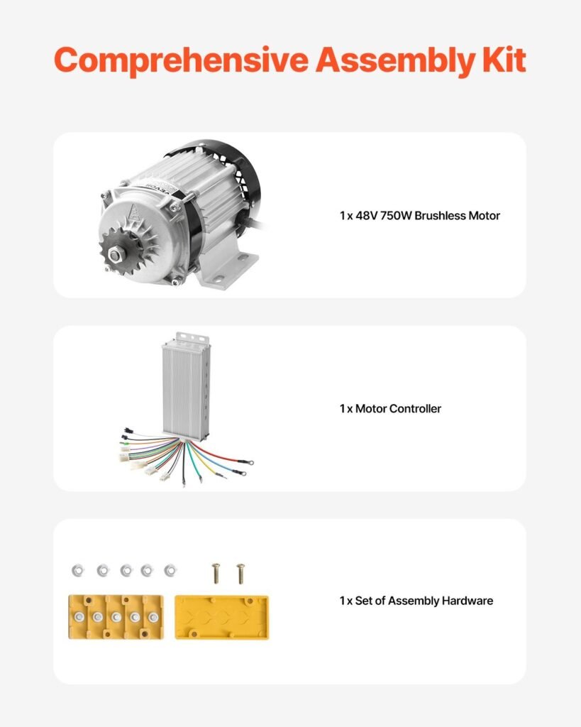 750W Electric Brushless DC Motor Kit 48V 2700rpm With Upgraded Speed Controller