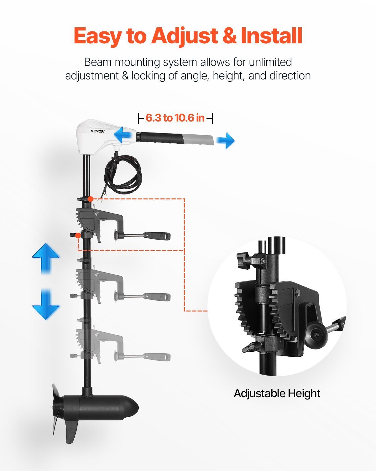 55lb 12V Thrust Electric Trolling Motor Saltwater Trolling Boat Engine For Kayak - Image 4