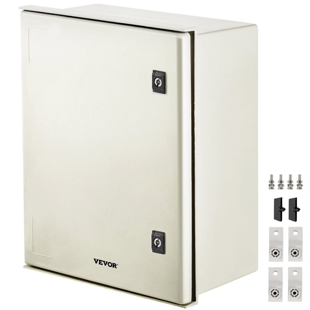 NEMA Enclosure, 20 X 16 X 8 Inches, NEMA 4X Fiberglass Steel Electrical Box, IP66 Waterproof & Dustproof Hinged Junction Box For Outdoor Indoor Use, With Mounting Plate(50x40x20 Cm)