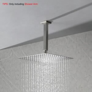 Shower Arm With Flange, 1/2 NPT Tapered Threads, Rain Shower Head Arm, Ceiling Mounted Shower Extension Arm - Image 5