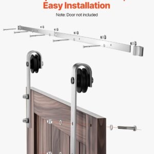 6.6FT Sliding Barn Door Hardware Kit For Single Sliding Barn Door Silver - Image 5