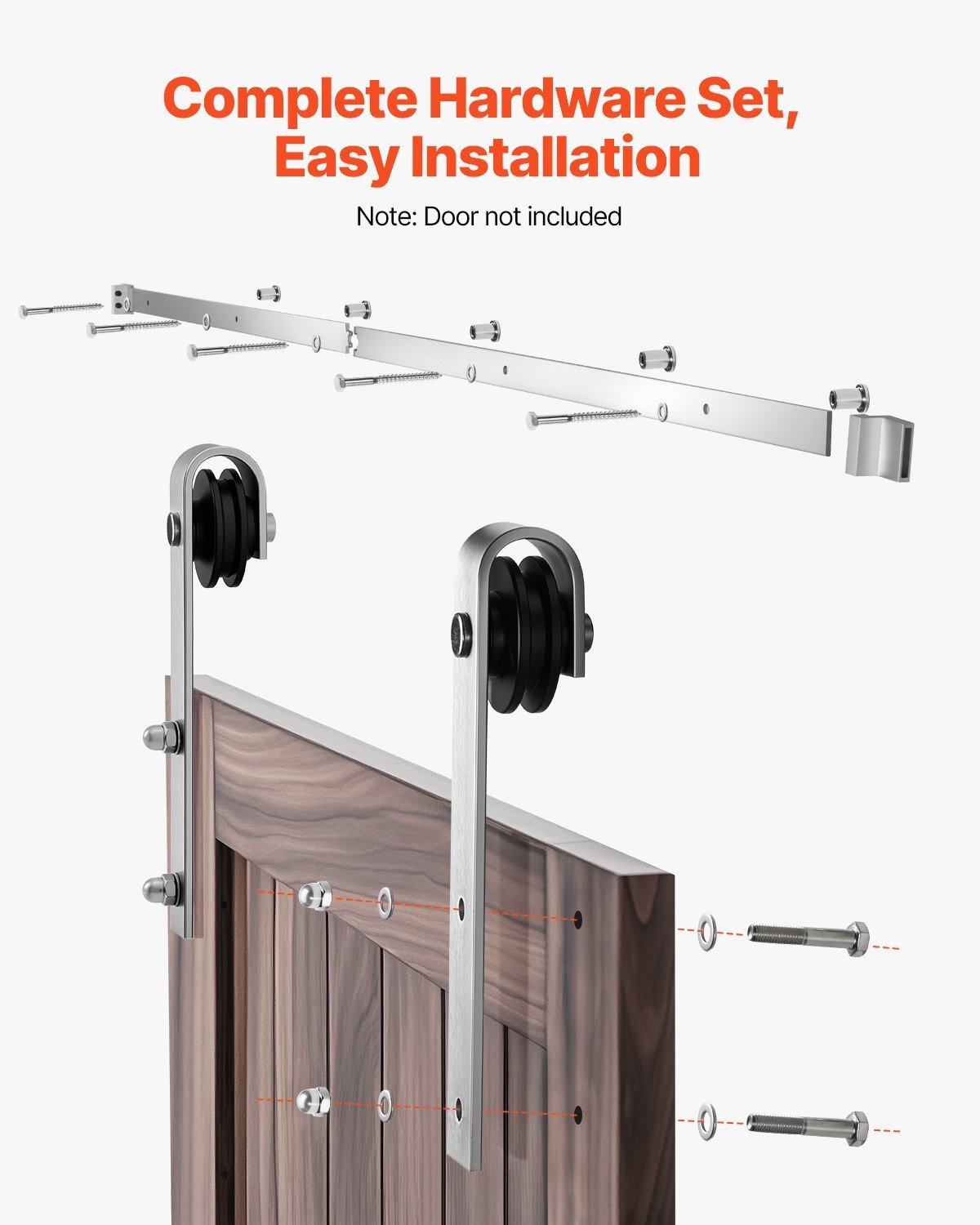 6.6FT Sliding Barn Door Hardware Kit For Single Sliding Barn Door Silver - Image 5