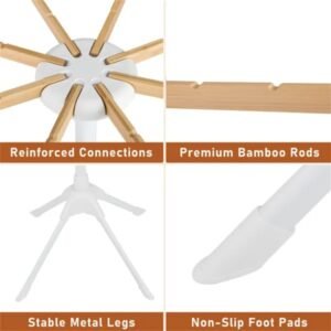 Foldable Bamboo Clothes Drying Rack With 40 Hanger Slots, Space Saving Laundry Drying Stand For Indoor Use - Image 3