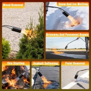180,000 BTU Propane Weed Torch Heavy Duty Weed Burner Flame Weeder With 10FT Hose Piezo Ignition Adjustable Flame Control For Weeds Ice Snow Asphalt Fire Starting Propane Tank Not Included - Image 6