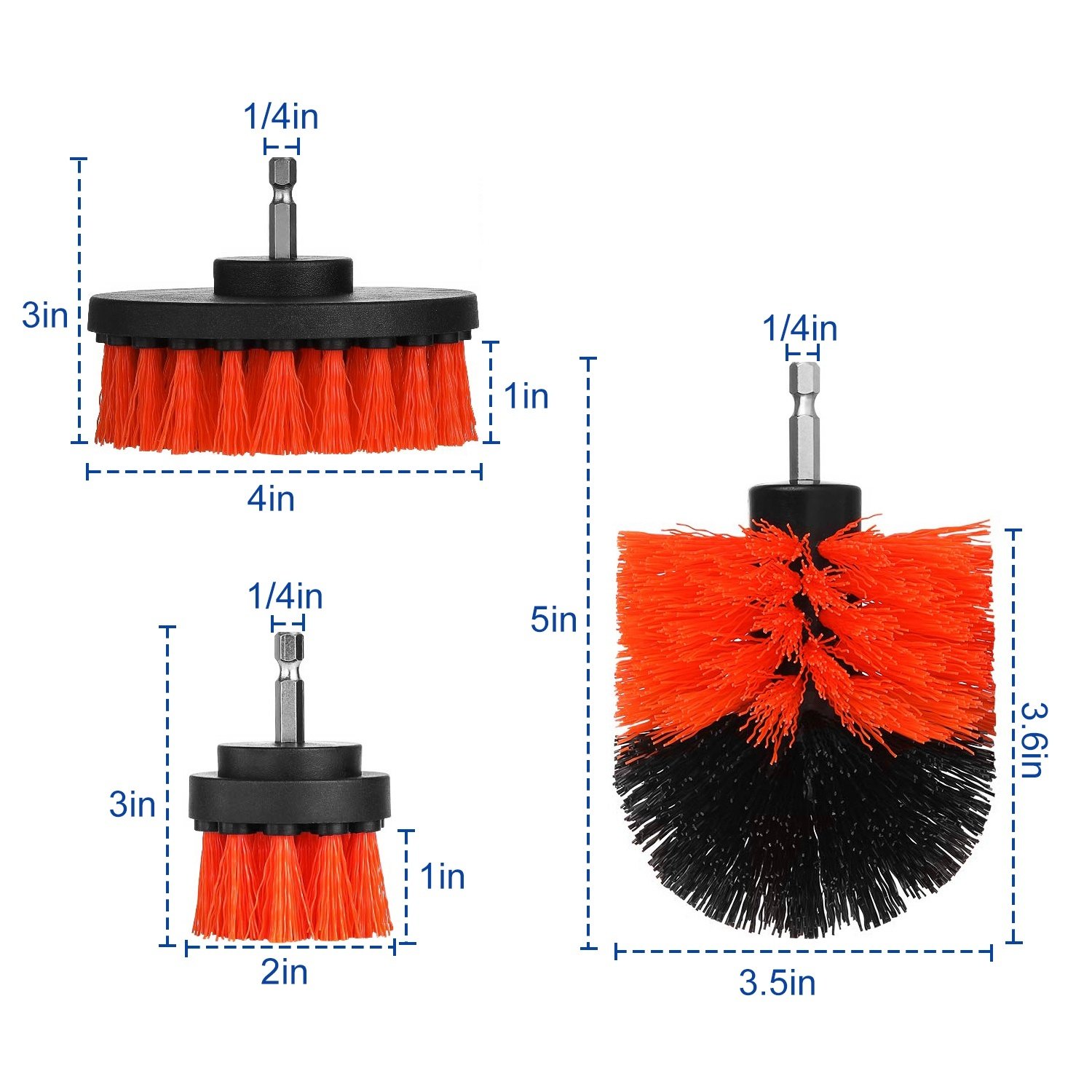 3Pcs Per Set Drill Brush Power Scrubber Cleaning Brush For Car Carpet Wall Tile Tub Cleaner Combo Brush Only - Image 6