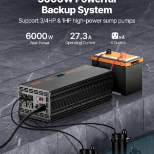 Sump Pump Battery Backup System 3000W LCD Auto Switches To Battery Inverter - Image 2