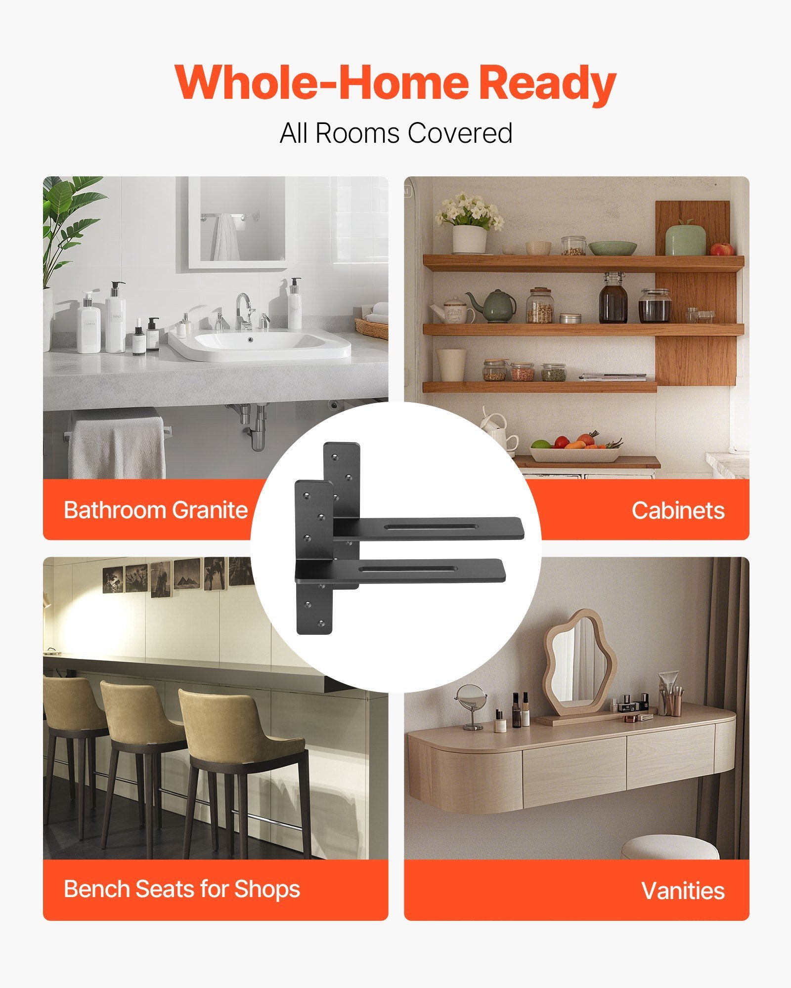 2 Pcs Shelf Brackets 14 Inch / 355.6 Mm Heavy Duty Floating Shelf Brackets - Image 2