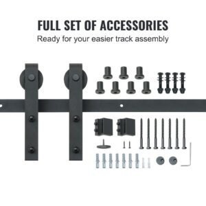 8FT Sliding Barn Door Hardware Kit, 330LBS Loading Heavy Duty Barn Door Track Kit For Single Door, Fit 3.7-4.3FT Wide And 1.3"-1.8" Thick Door Panel, With Smooth & Silent Pulley (J Shape) - Image 2