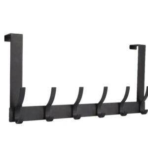 Door Hooks, Door Towel Rack, With 12 Hooks For Hanging Clothes, Coats, Towels, And Hats, 1 Piece, Black. - Image 1