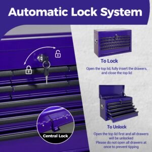 Heavy Duty Metal Tool Box, 24-inch, Portable Metal Tool Box with 9 Drawers, Small Tool Chest with EVA Liners, Ball Bearing Slide Drawers Locking & Powder Coated Finish, Multi-Function Tool Organizer - Image 5