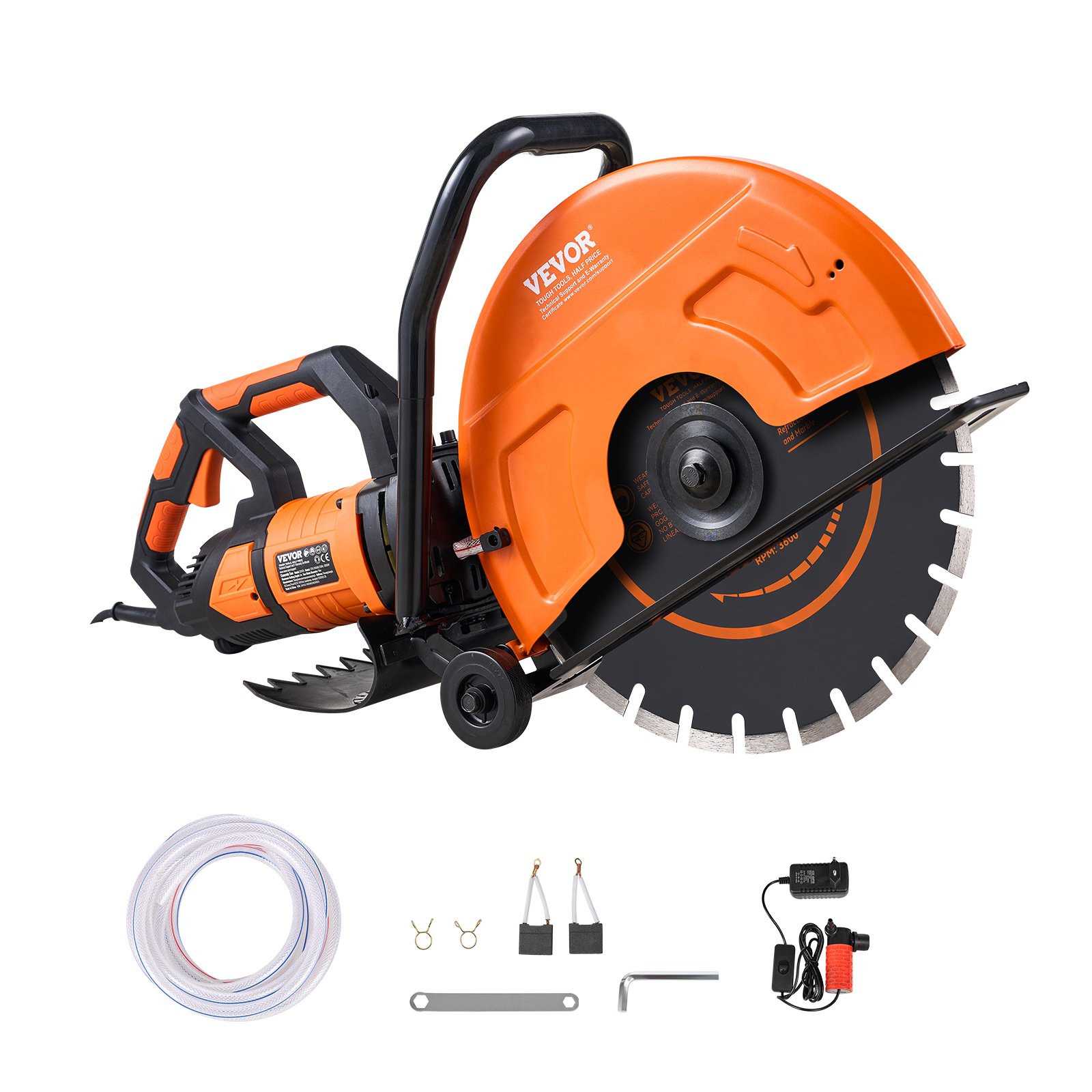 VEVOR Electric Concrete Saw, 16 In, 3200 W 15 A Motor Circular Saw Cutter With Max. 6 In Adjustable Cutting Depth, Wet Disk Saw Cutter Includes Water Line, Pump And Blade, For Stone, Brick - Image 11