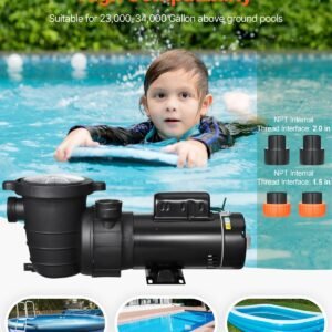 Above Ground Pool Pump 1.5HP/0.35HP Dual Speed Swimming Pool Pump 110 GPM/52 GPM - Image 5
