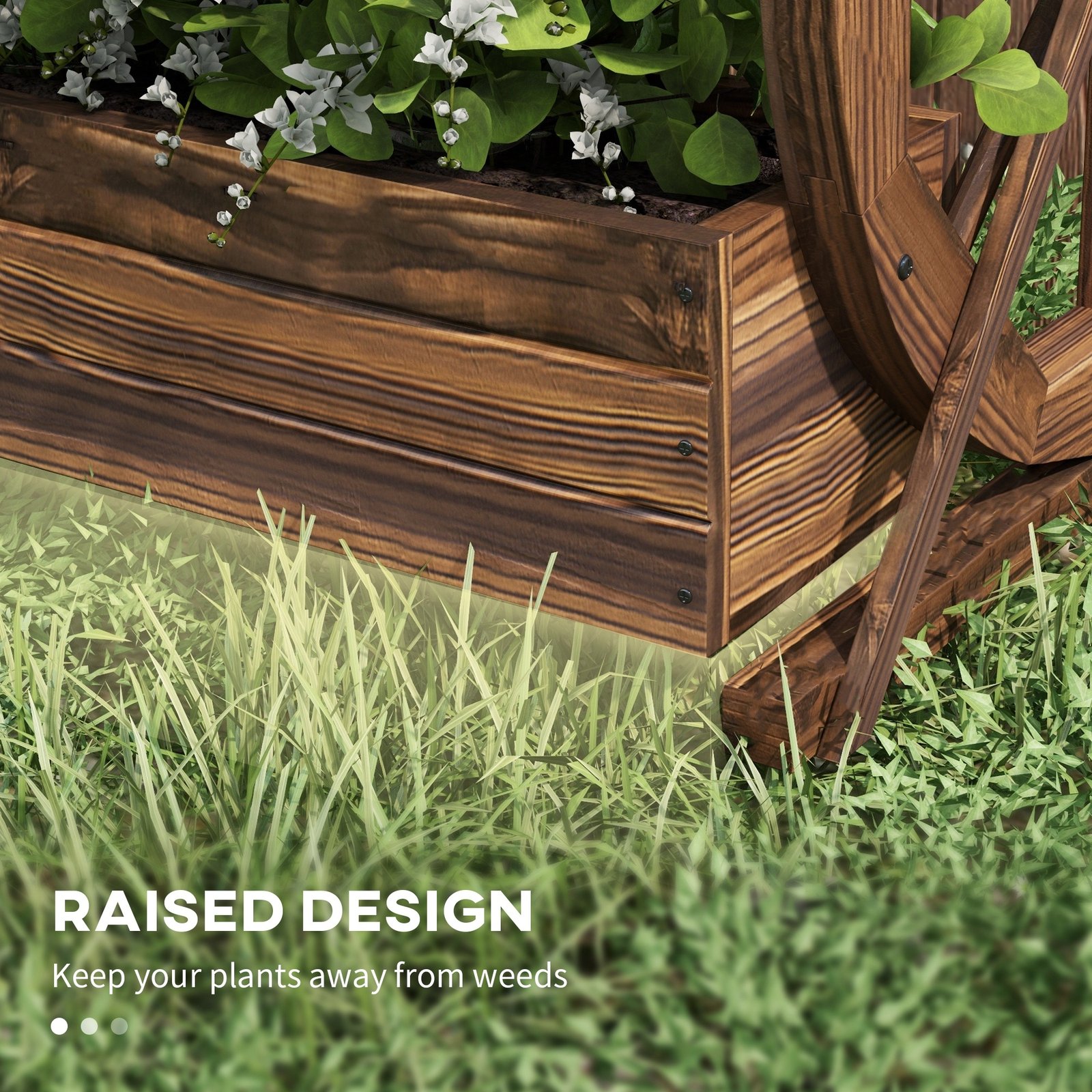Wooden Wagon Planter Box, 2-Tier Raised Garden Bed, for Vegetables Flowers Herbs, 22" x 13" x 22" - Image 5