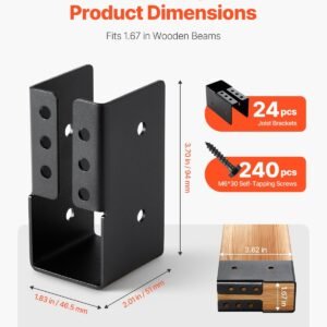 24 Pcs Joist Hangers For 1.93x3.62 In / 49x92 Mm Beam Concealed Joist Hangers - Image 4