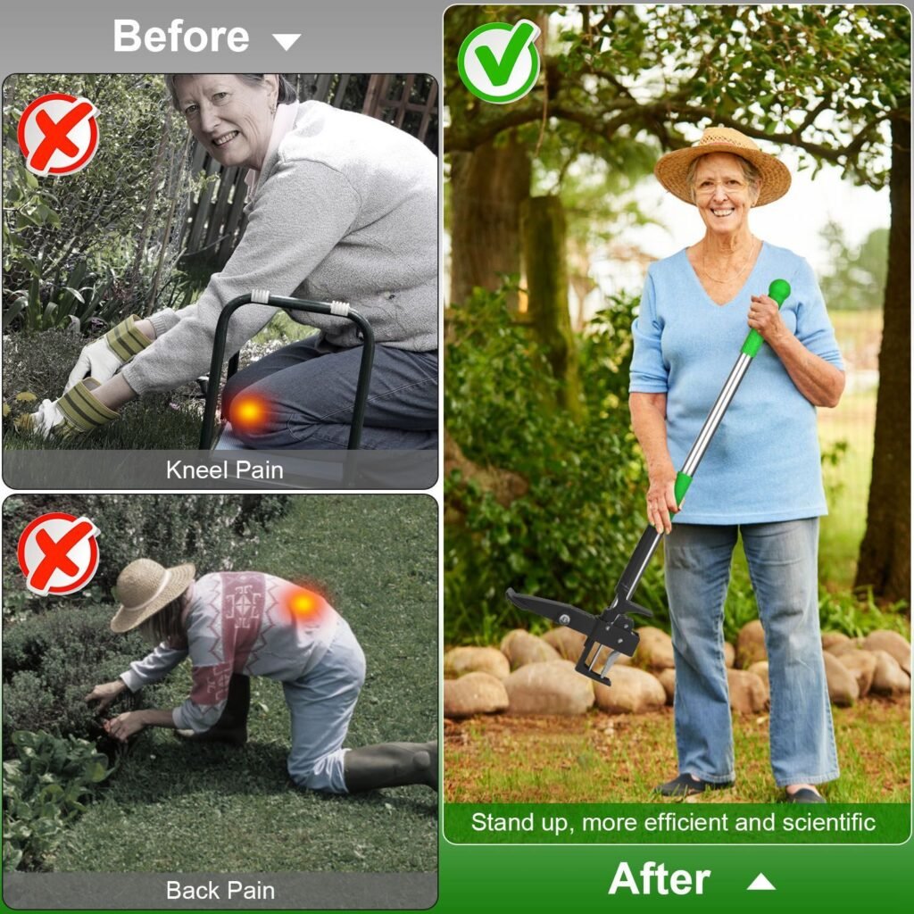 1Pc Aluminum Weed Puller Stand Up Weeder Without Bending Kneeling Manual Weed Remover Tool With 4 Claws For Lawn Yard Garden Patio