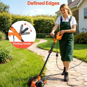 Lawn Edger, 8-inch Blade Length, 12 Amp Electric Edger Lawn Tool, 4000 RPM, With 3-Position Blade Depth, 65 Mn, Pivoting Handle, Dual Wheels, For Lawns, Driveways, Yards, And Sidewalk Edges - Image 4