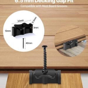 250PCS Hidden Deck Fasteners For Composite Decking Universal T Clips Black - Image 2